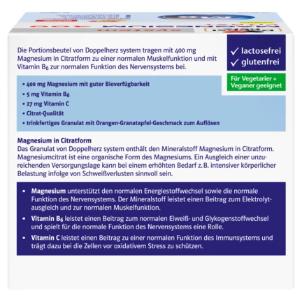 Abbildung der Produktverpackung Doppelherz system MAGNESIUM 400 CITRAT Rückansicht